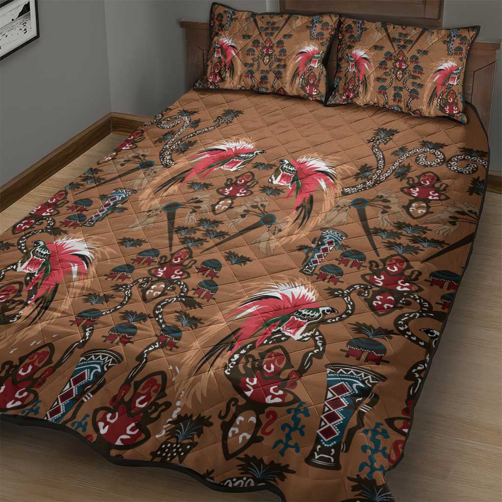 Terracotta Bird of Batik Papua Quilt Bed Set Exotic Natural Wealth of Papua - Polynesian Pride