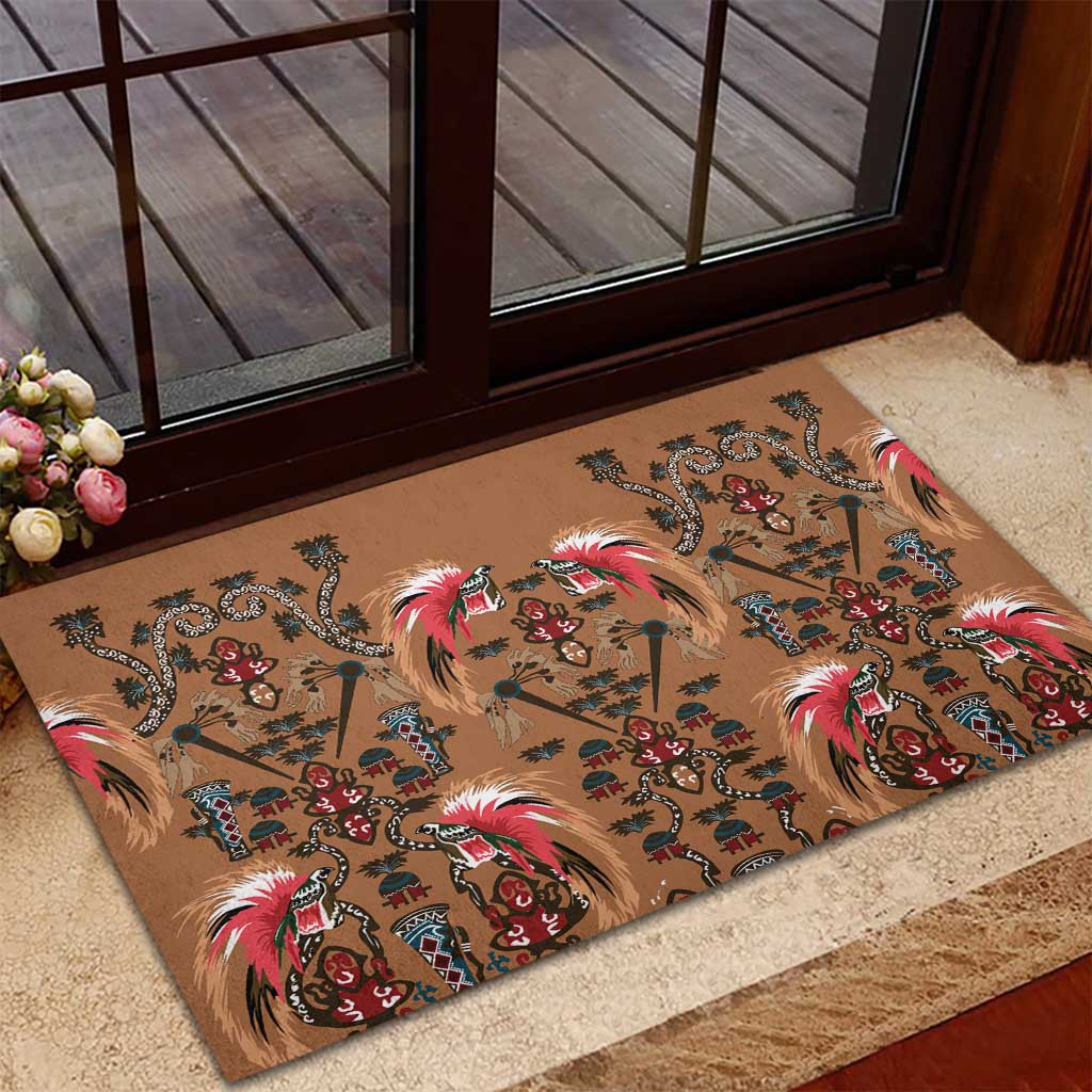 Terracotta Bird of Batik Papua Rubber Doormat Exotic Natural Wealth of Papua LT9 - Polynesian Pride