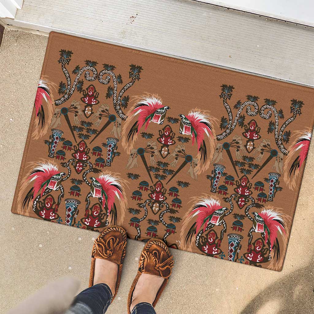 Terracotta Bird of Batik Papua Rubber Doormat Exotic Natural Wealth of Papua LT9 - Polynesian Pride