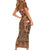 Terracotta Bird of Batik Papua Short Sleeve Bodycon Dress Exotic Natural Wealth of Papua - Polynesian Pride