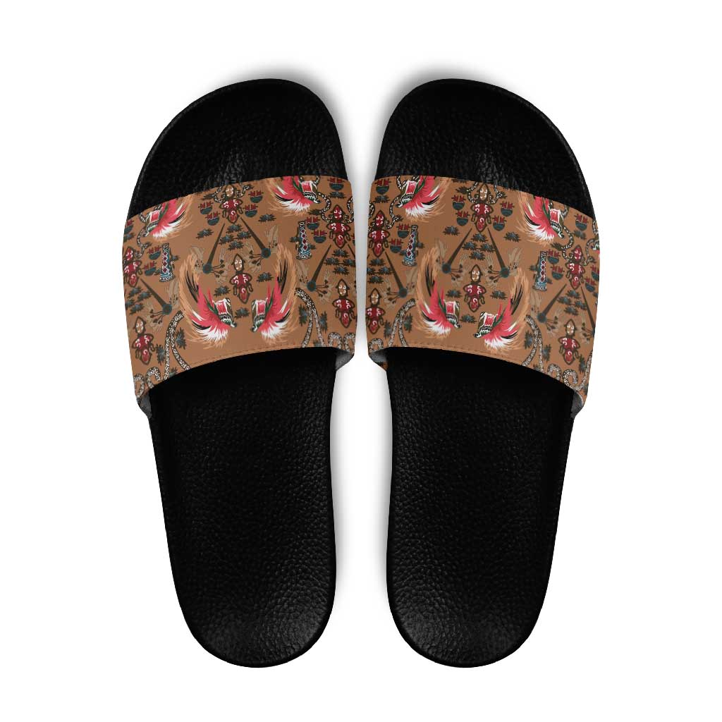 Terracotta Bird of Batik Papua Slide Sandals Exotic Natural Wealth of Papua - Polynesian Pride