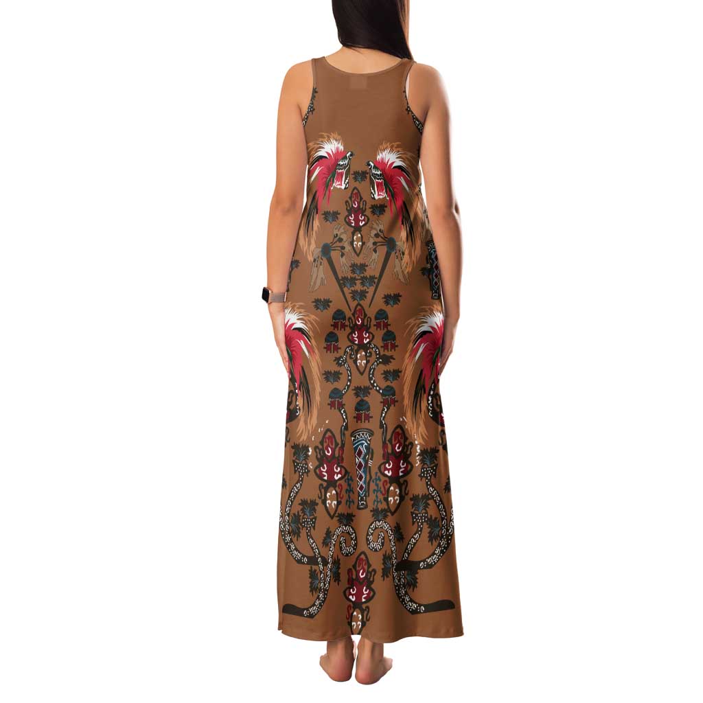 Terracotta Bird of Batik Papua Tank Maxi Dress Exotic Natural Wealth of Papua - Polynesian Pride