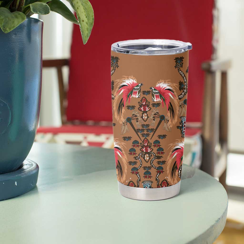 Terracotta Bird of Batik Papua Tumbler Cup Exotic Natural Wealth of Papua - Polynesian Pride