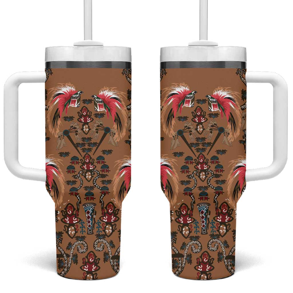 Terracotta Bird of Batik Papua Tumbler With Handle Exotic Natural Wealth of Papua - Polynesian Pride