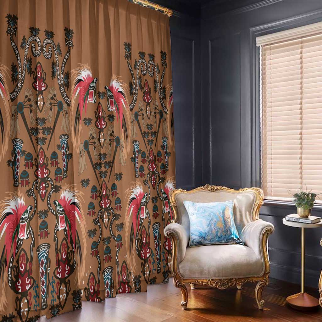Terracotta Bird of Batik Papua Window Curtain Exotic Natural Wealth of Papua - Polynesian Pride