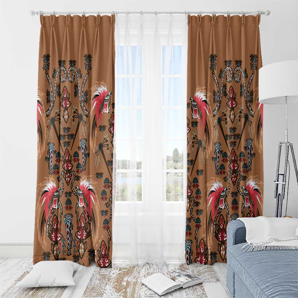 Terracotta Bird of Batik Papua Window Curtain Exotic Natural Wealth of Papua - Polynesian Pride