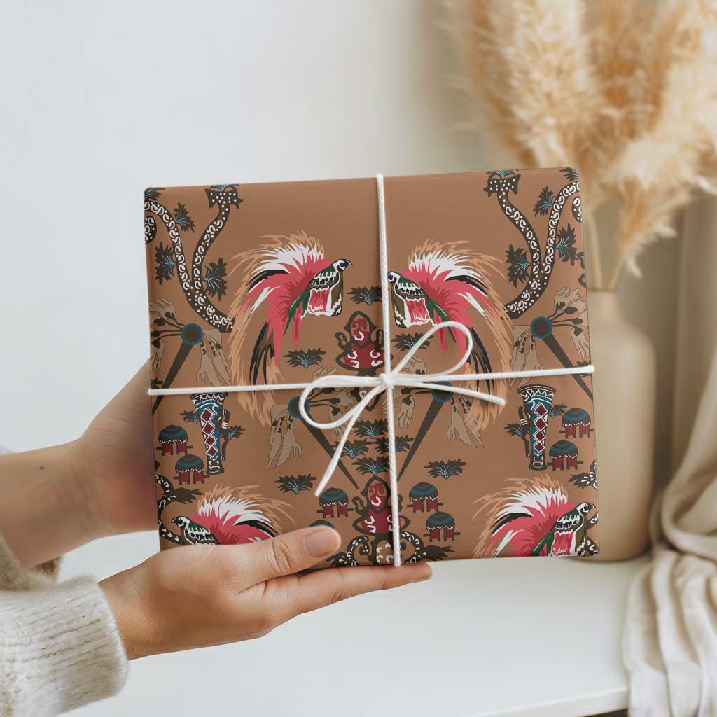 Terracotta Bird of Batik Papua Wrapping Paper Exotic Natural Wealth of Papua - Polynesian Pride