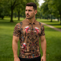 Terracotta Bird of Batik Papua Zipper Polo Shirt Exotic Natural Wealth of Papua LT9 - Polynesian Pride