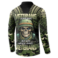 Veterans Day Button Sweatshirt War Never Leaves A Veteran Proud Military