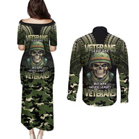 Veterans Day Couples Matching Puletasi and Long Sleeve Button Shirt War Never Leaves A Veteran Proud Military