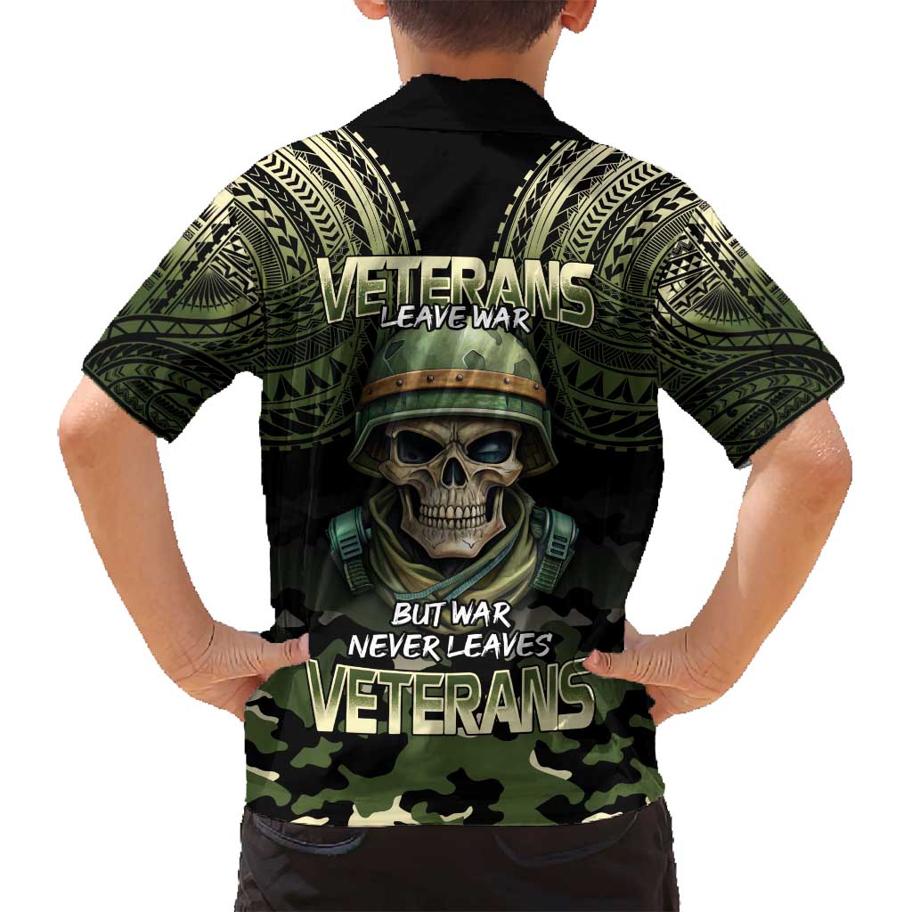 Veterans Day Family Matching Puletasi and Hawaiian Shirt War Never Leaves A Veteran Proud Military LT9 - Polynesian Pride