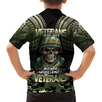 Veterans Day Family Matching Puletasi and Hawaiian Shirt War Never Leaves A Veteran Proud Military LT9 - Polynesian Pride