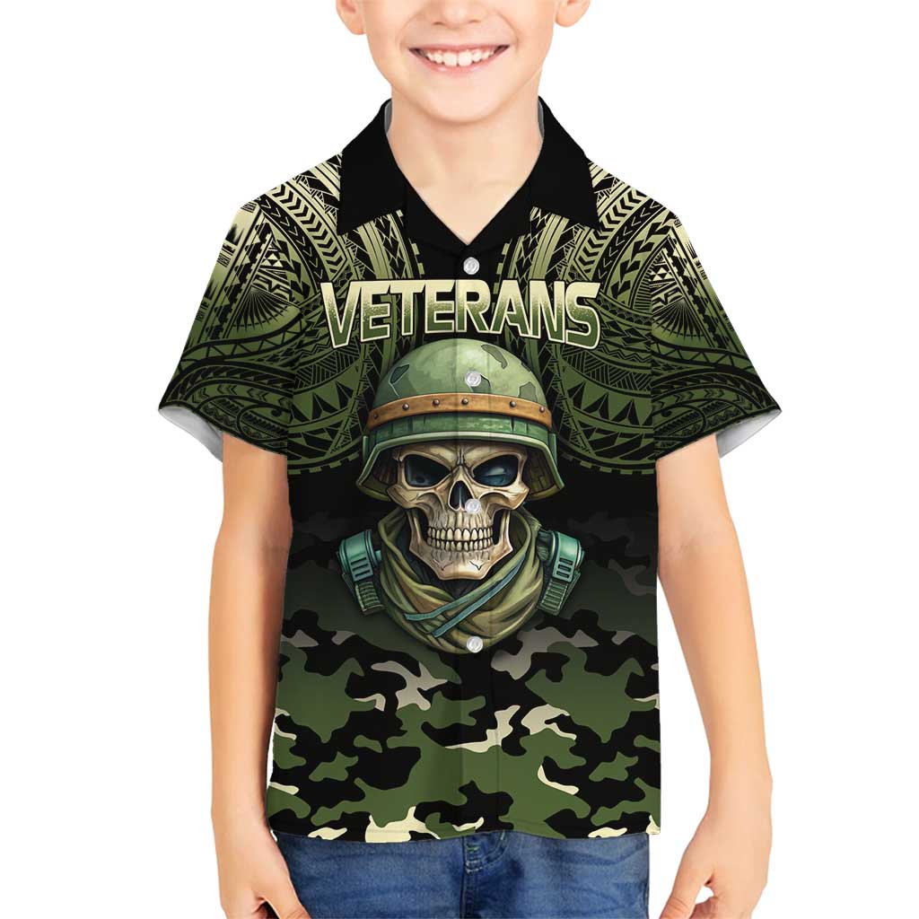 Veterans Day Family Matching Puletasi and Hawaiian Shirt War Never Leaves A Veteran Proud Military LT9 Son's Shirt Black - Polynesian Pride