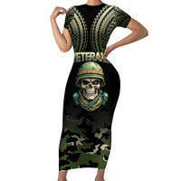 Veterans Day Family Matching Short Sleeve Bodycon Dress and Hawaiian Shirt War Never Leaves A Veteran Proud Military