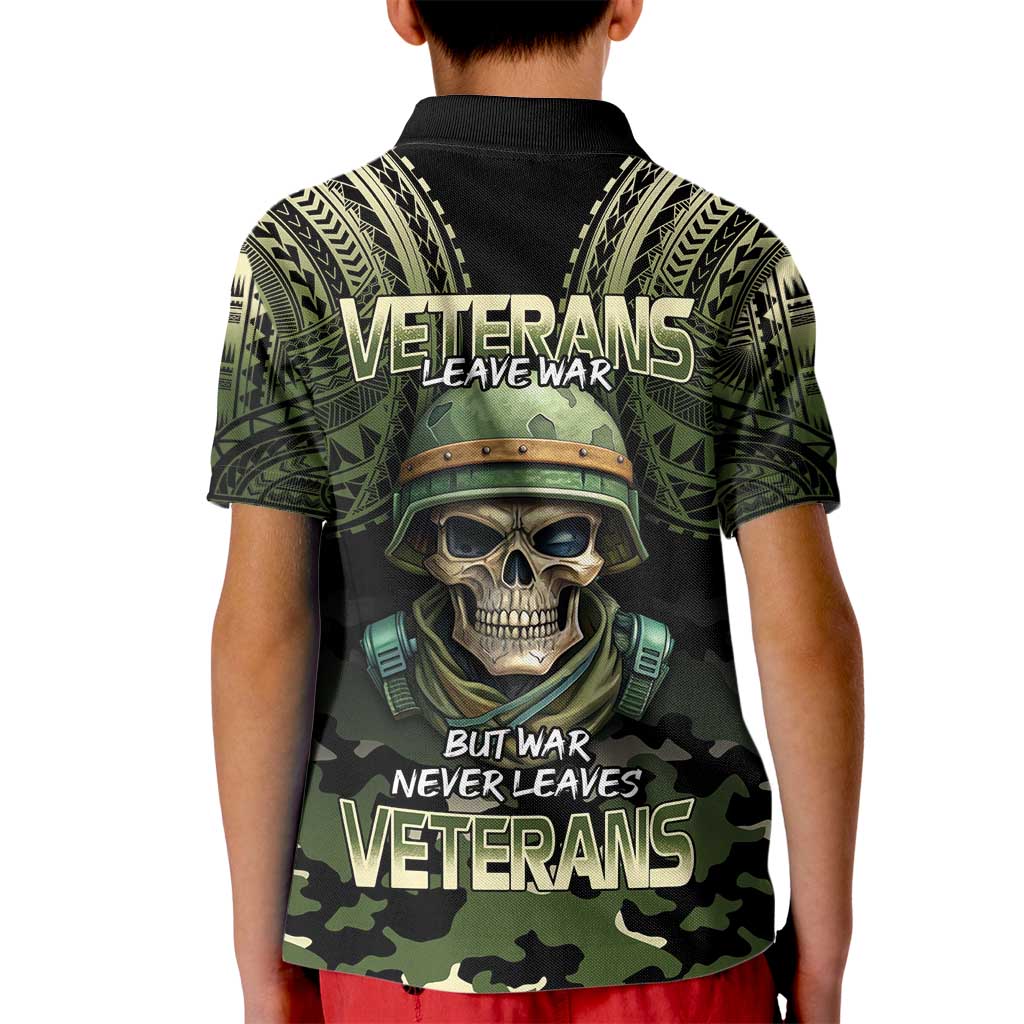 Veterans Day Kid Polo Shirt War Never Leaves A Veteran Proud Military