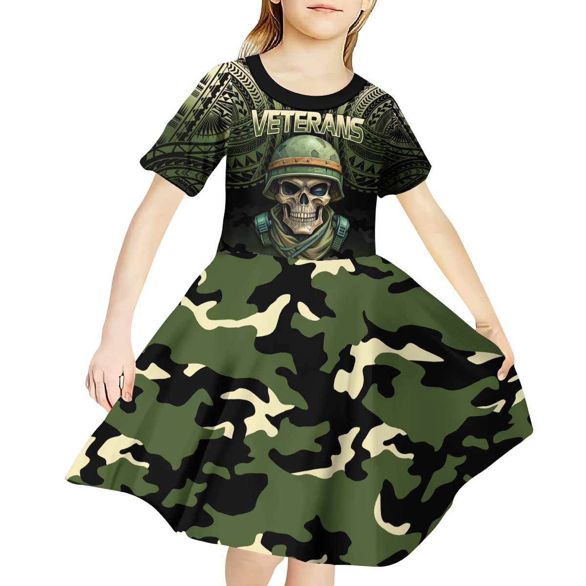 Veterans Day Kid Short Sleeve Dress War Never Leaves A Veteran Proud Military