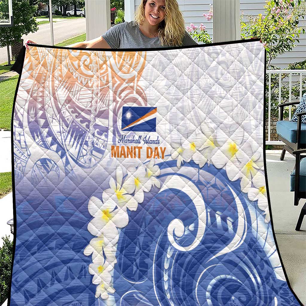 Marshall Islands Manit Day Quilt Plumeria and Polynesian Tribal