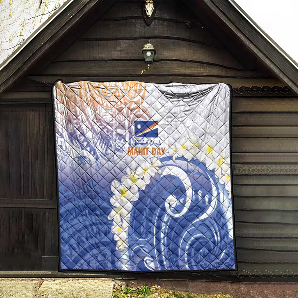 Marshall Islands Manit Day Quilt Plumeria and Polynesian Tribal