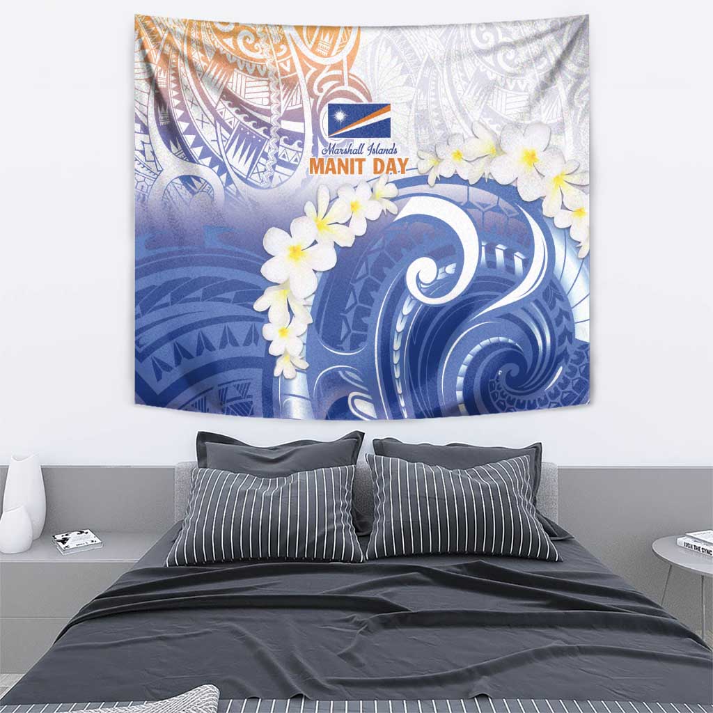 Marshall Islands Manit Day Tapestry Plumeria and Polynesian Tribal