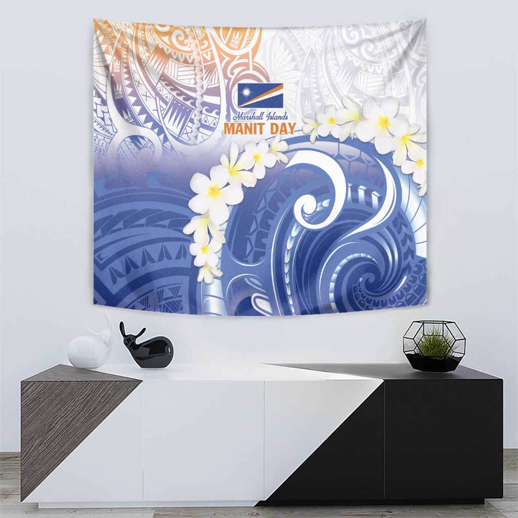 Marshall Islands Manit Day Tapestry Plumeria and Polynesian Tribal