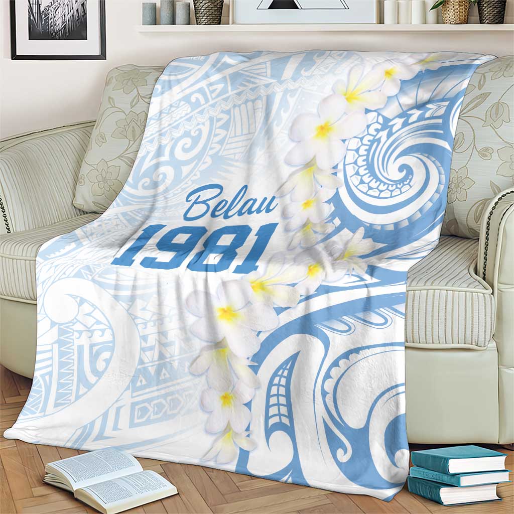 Palau 1981 Tribal Tattoo Blanket with Belau Plumeria Flowers