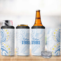 Palau 1981 Tribal Tattoo 4 in 1 Can Cooler Tumbler with Belau Plumeria Flowers