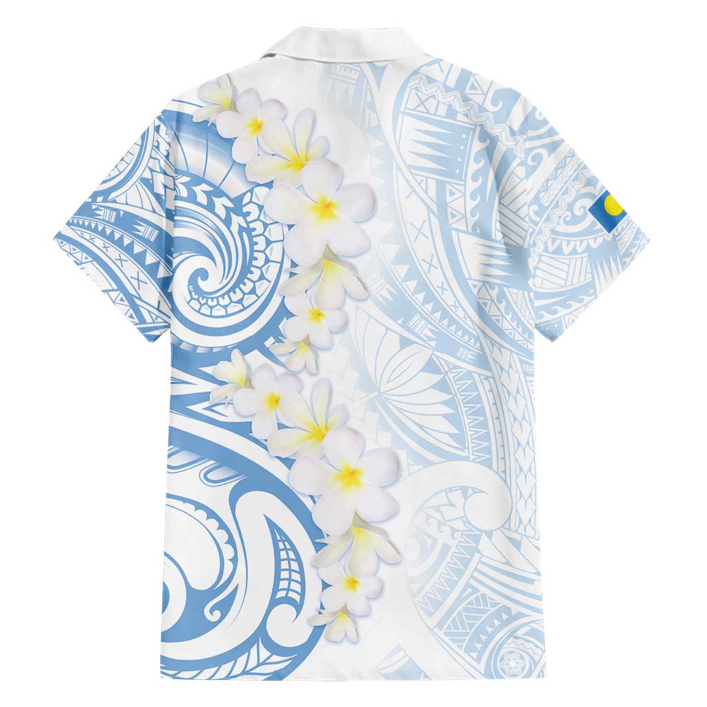 Palau 1981 Tribal Tattoo Family Matching Short Sleeve Bodycon Dress and Hawaiian Shirt with Belau Plumeria Flowers