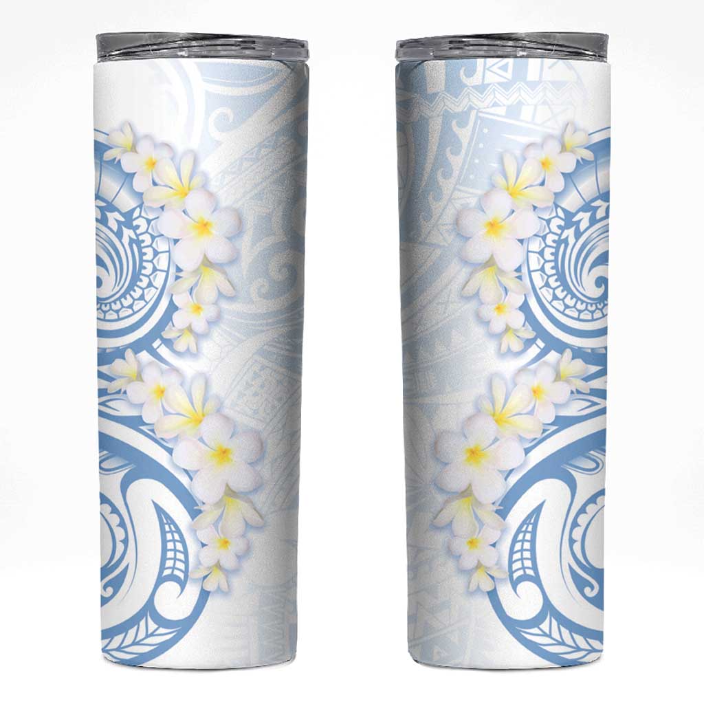 Palau 1981 Tribal Tattoo Skinny Tumbler with Belau Plumeria Flowers