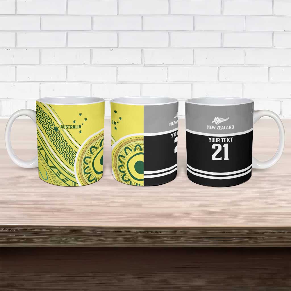 Custom Cricket AUNZ Spirit Ceramic Mug Aussie New Zealand Retro Edition - Polynesian Pride