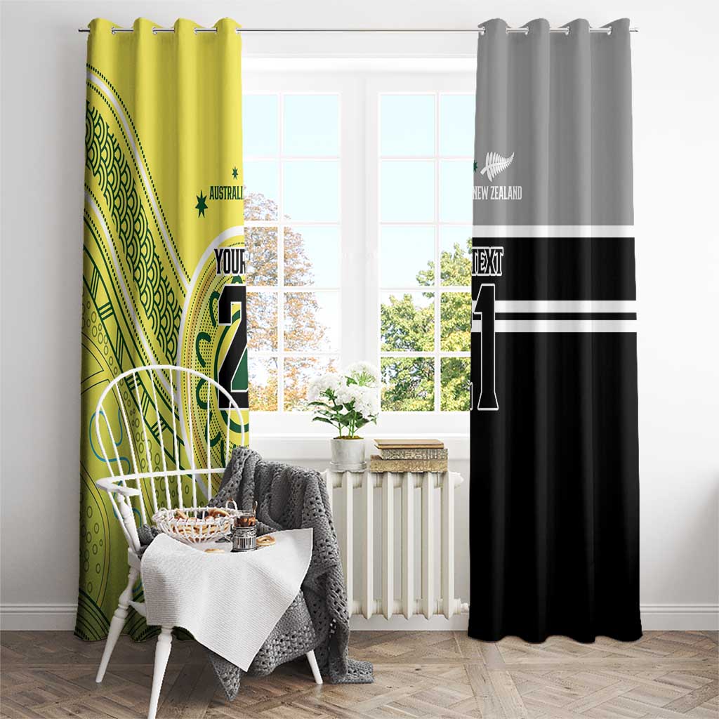 Custom Cricket AUNZ Spirit Window Curtain Aussie New Zealand Retro Edition - Polynesian Pride