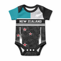 Custom NZ Cricket Pride Baby Onesie Silver Fern Fan Supporter Apparel LT9 Black - Polynesian Pride