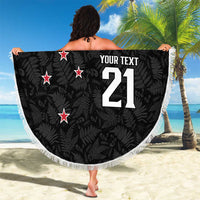 Custom NZ Cricket Pride Beach Blanket Silver Fern Fan Supporter Apparel - Polynesian Pride