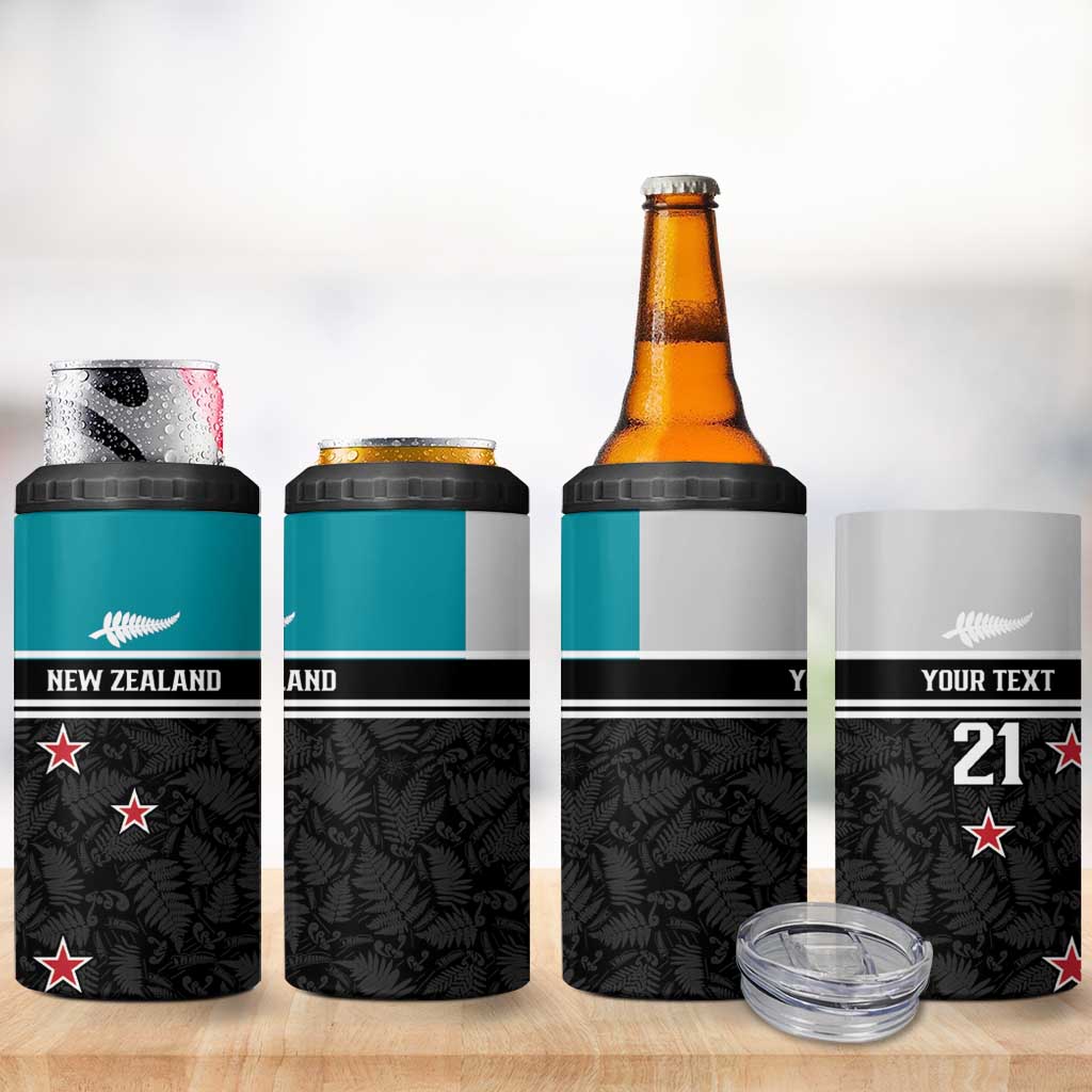 Custom NZ Cricket Pride 4 in 1 Can Cooler Tumbler Silver Fern Fan Supporter Apparel - Polynesian Pride