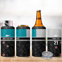 Custom NZ Cricket Pride 4 in 1 Can Cooler Tumbler Silver Fern Fan Supporter Apparel - Polynesian Pride