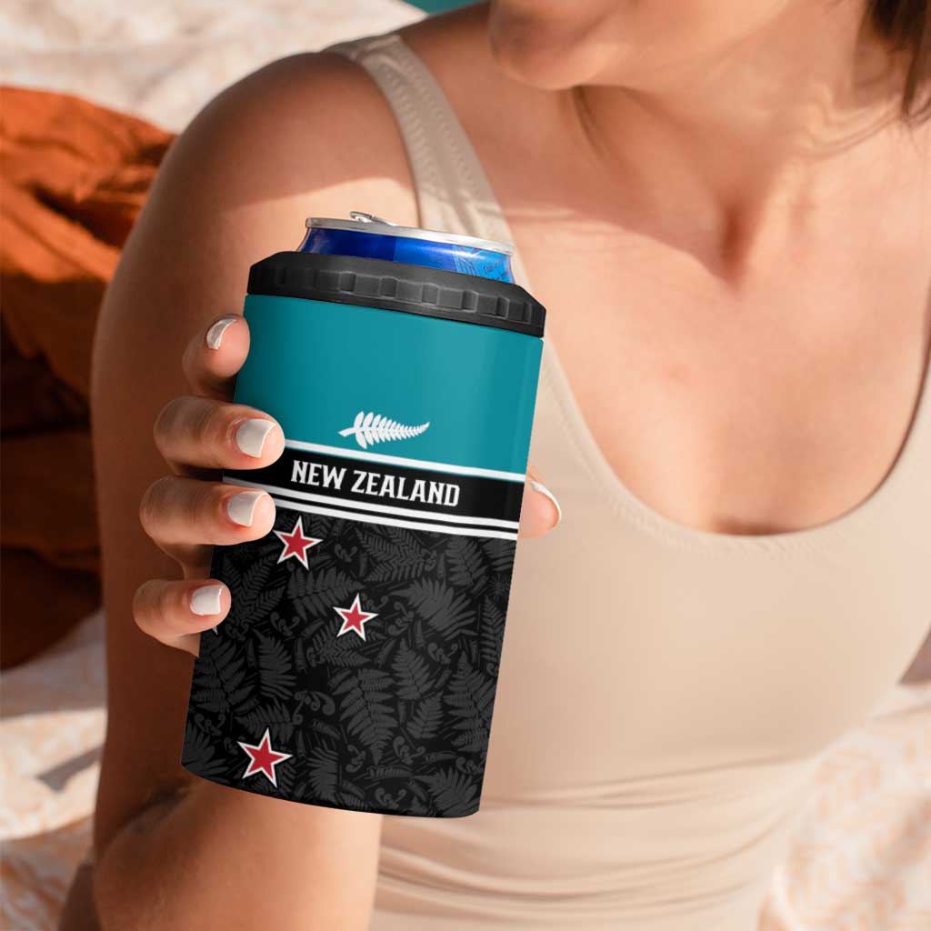 Custom NZ Cricket Pride 4 in 1 Can Cooler Tumbler Silver Fern Fan Supporter Apparel - Polynesian Pride