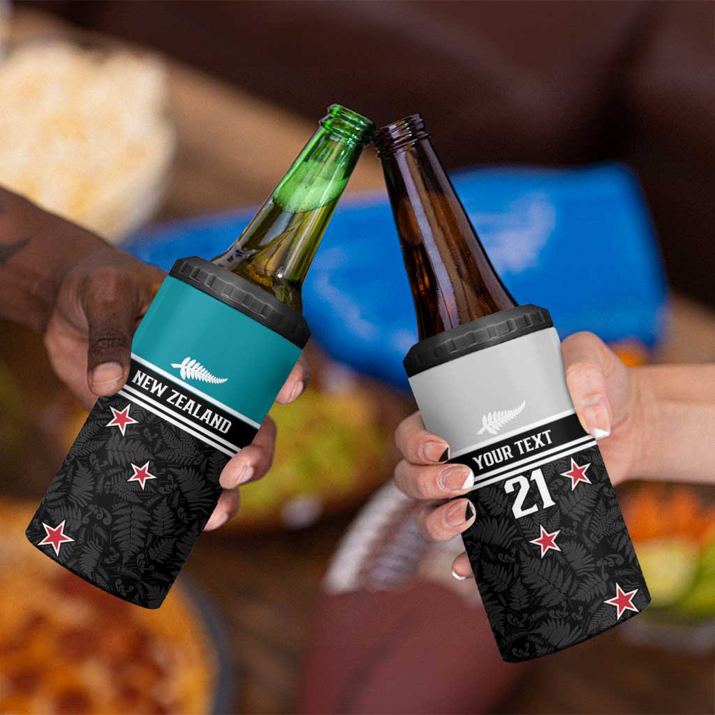Custom NZ Cricket Pride 4 in 1 Can Cooler Tumbler Silver Fern Fan Supporter Apparel - Polynesian Pride