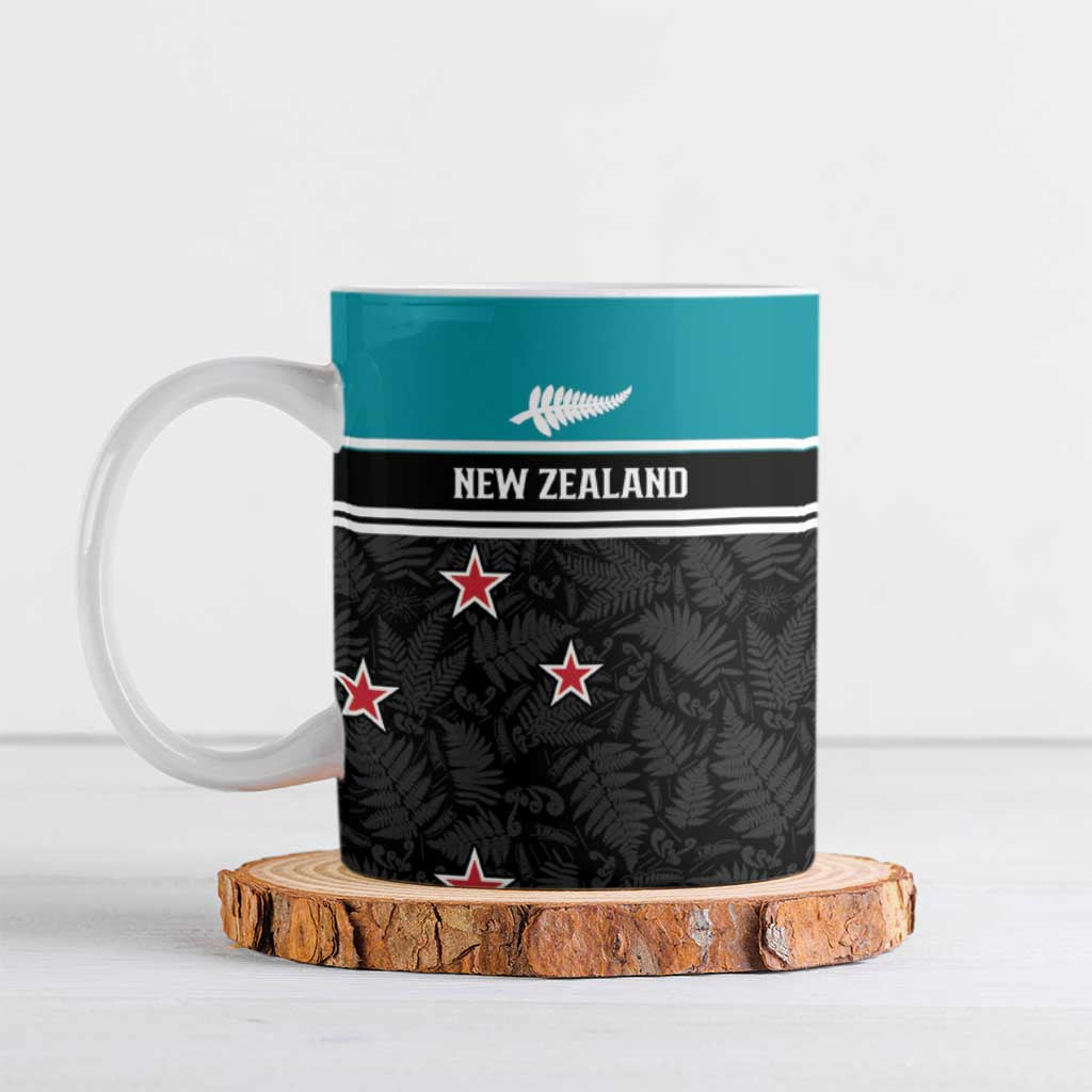 Custom NZ Cricket Pride Ceramic Mug Silver Fern Fan Supporter Apparel - Polynesian Pride