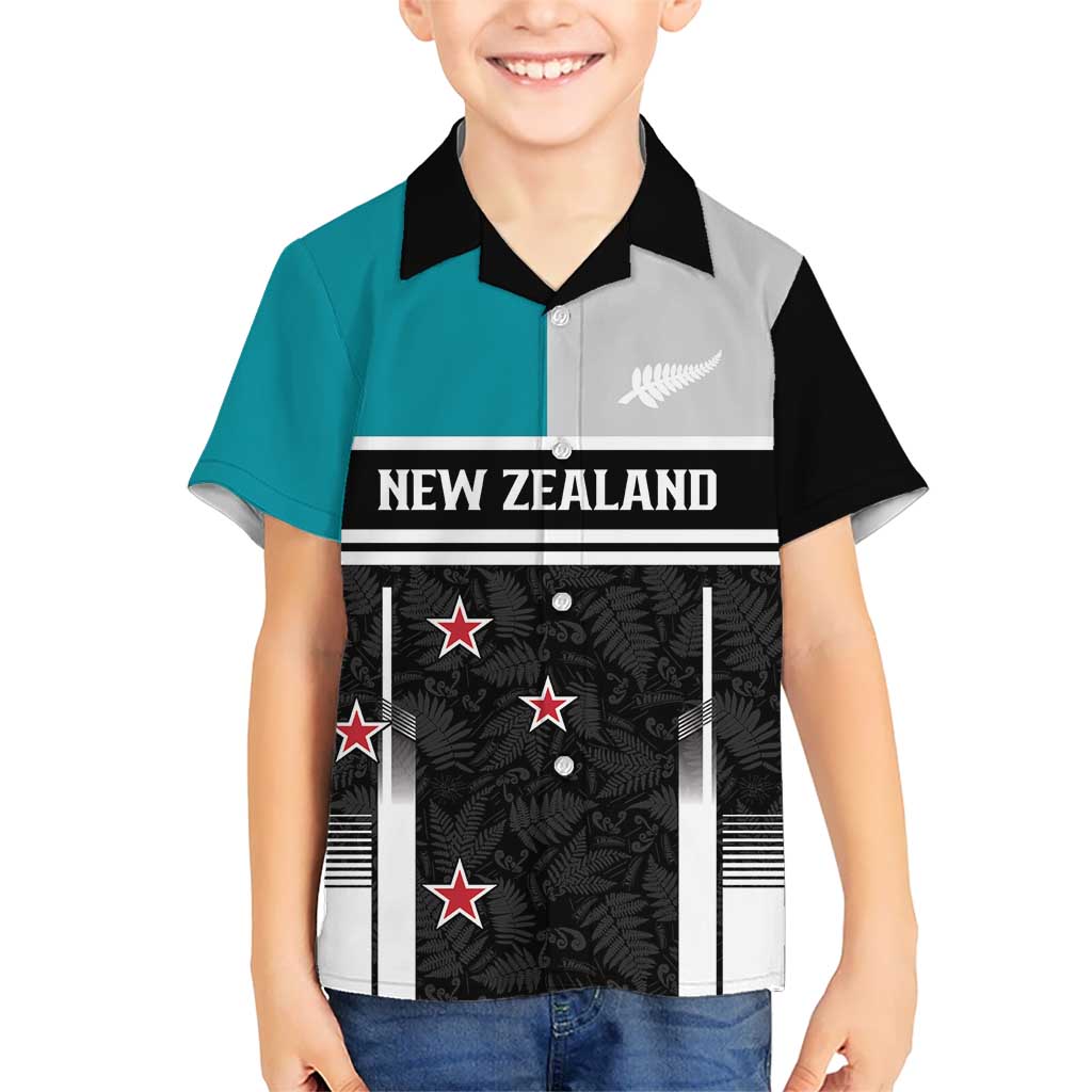 Custom NZ Cricket Pride Kid Hawaiian Shirt Silver Fern Fan Supporter Apparel LT9 Kid Black - Polynesian Pride