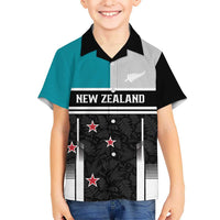 Custom NZ Cricket Pride Kid Hawaiian Shirt Silver Fern Fan Supporter Apparel LT9 Kid Black - Polynesian Pride