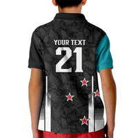 Custom NZ Cricket Pride Kid Polo Shirt Silver Fern Fan Supporter Apparel - Polynesian Pride