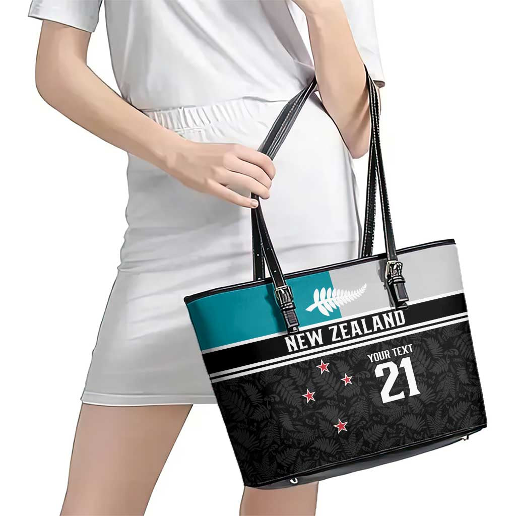 Custom NZ Cricket Pride Leather Tote Bag Silver Fern Fan Supporter Apparel - Polynesian Pride