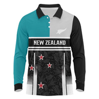Custom NZ Cricket Pride Long Sleeve Polo Shirt Silver Fern Fan Supporter Apparel - Polynesian Pride