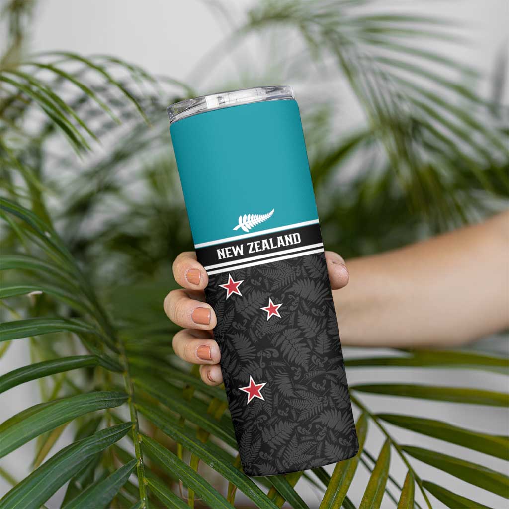 Custom NZ Cricket Pride Skinny Tumbler Silver Fern Fan Supporter Apparel - Polynesian Pride