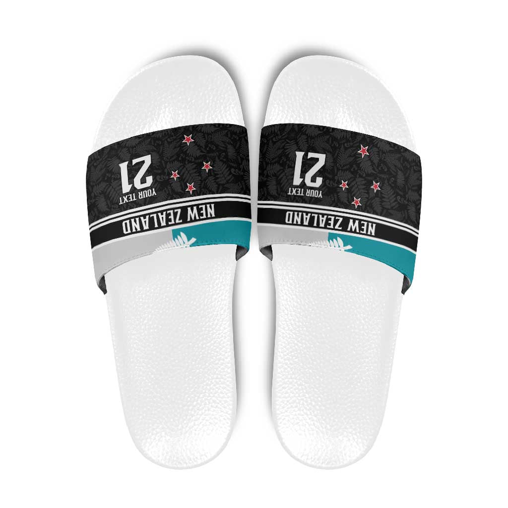 Custom NZ Cricket Pride Slide Sandals Silver Fern Fan Supporter Apparel - Polynesian Pride
