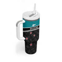 Custom NZ Cricket Pride Tumbler With Handle Silver Fern Fan Supporter Apparel - Polynesian Pride