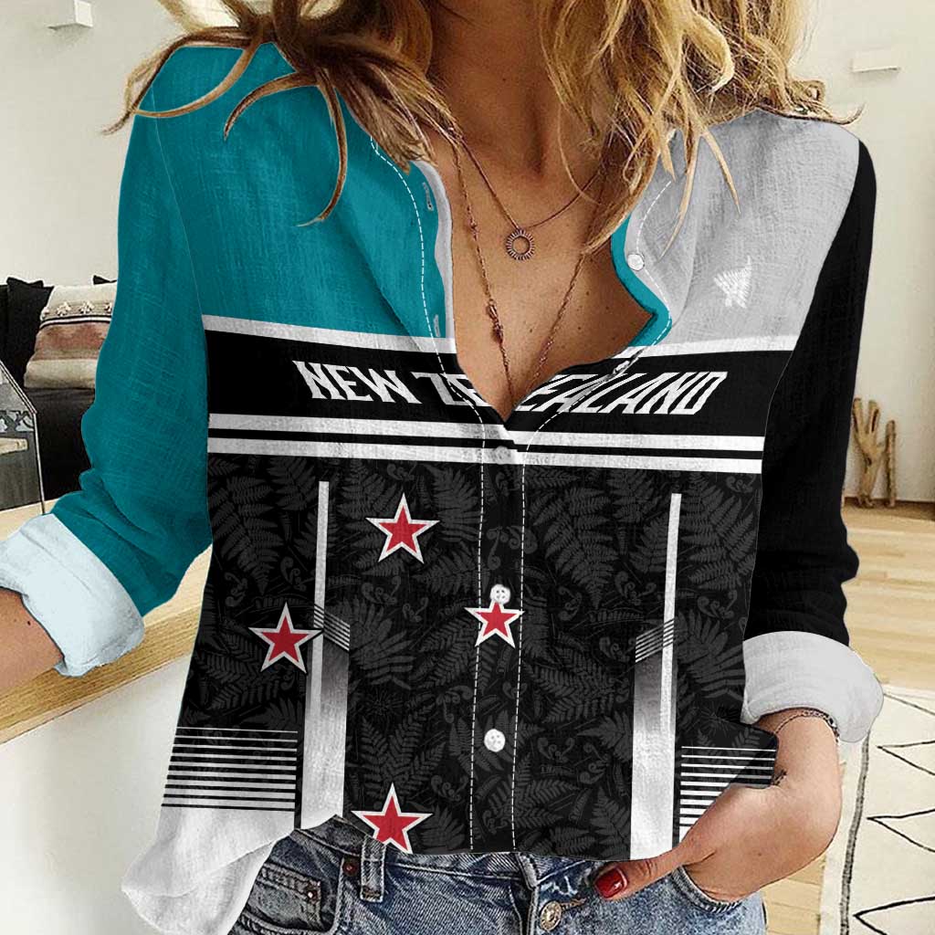 Custom NZ Cricket Pride Women Casual Shirt Silver Fern Fan Supporter Apparel - Polynesian Pride