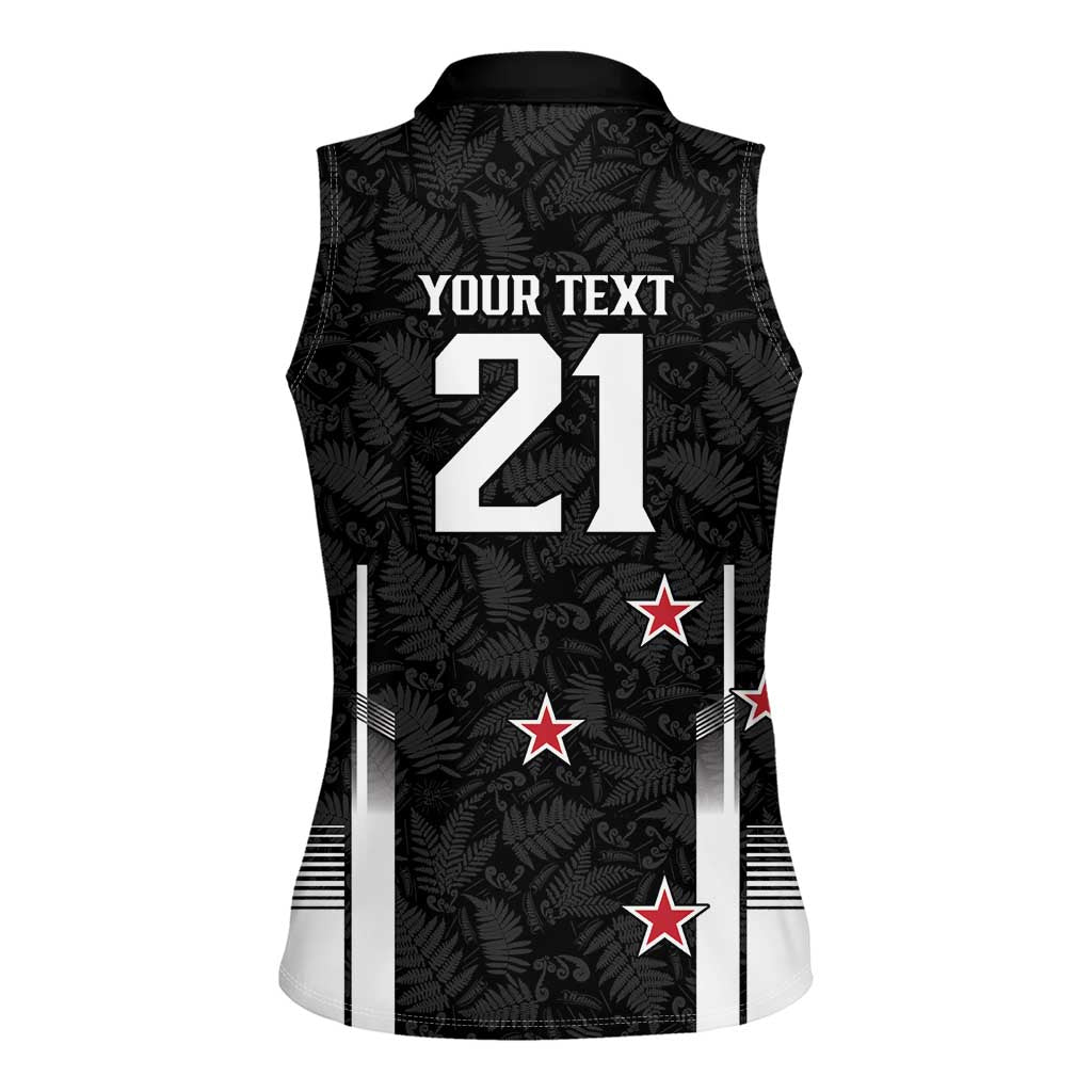 Custom NZ Cricket Pride Women Sleeveless Polo Shirt Silver Fern Fan Supporter Apparel - Polynesian Pride