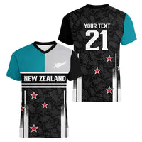 Custom NZ Cricket Pride Women V-Neck T-Shirt Silver Fern Fan Supporter Apparel - Polynesian Pride