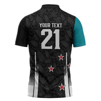 Custom NZ Cricket Pride Zipper Polo Shirt Silver Fern Fan Supporter Apparel - Polynesian Pride