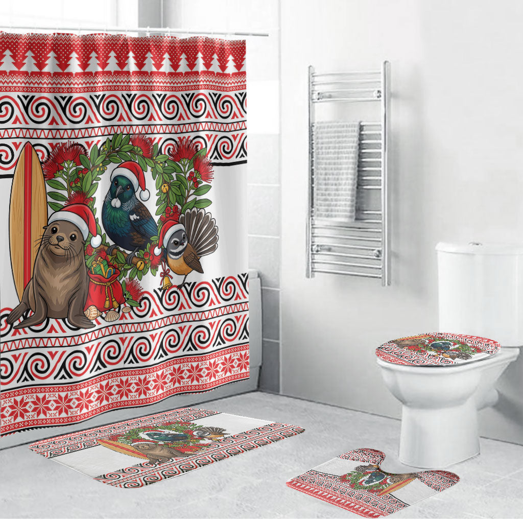 New Zealand Animal Christmas Bathroom Set Maori Inspired Kowhaiwhai Patterns LT9 Bathroom Set (4 pcs) Red - Polynesian Pride